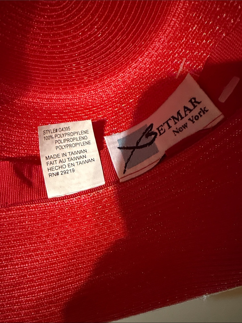 BETMAR NEW YORK HAT /RED WITH FLOWER - Picture 4 of 5